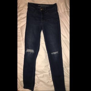 AMERICAN EAGLE | Dark Blue Denim Ripped Jeans